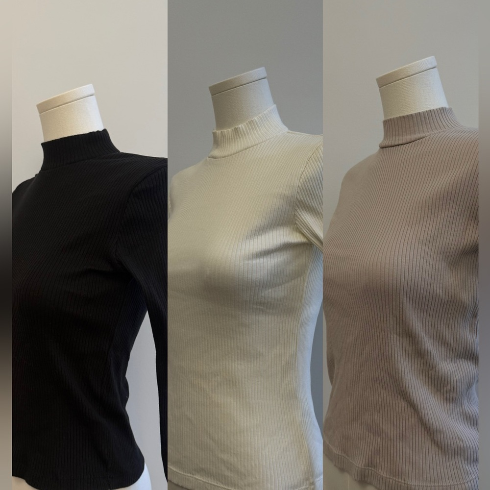 Uniqlo Ribbed High Neck T-Shirt (3 for $25)